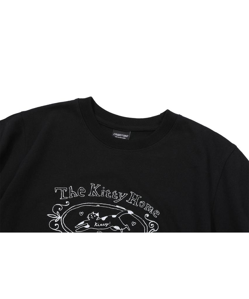 CPGN STUDIO Kitty Home Crop Short Sleeve T-Shirt Black