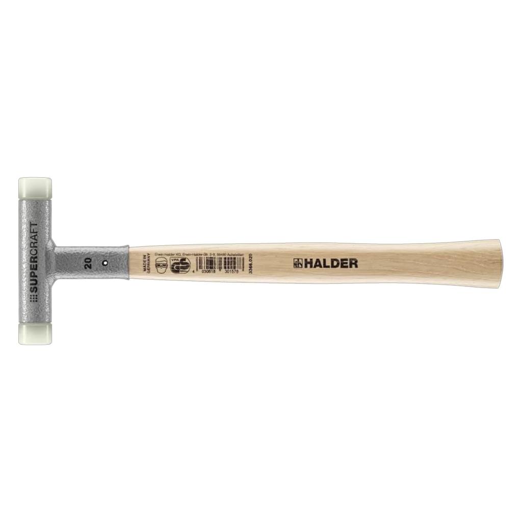 HALDER Shockless Recoilless Supercraft Hammer Hickory Handle Nylon Diameter 20 (White) 3366.020