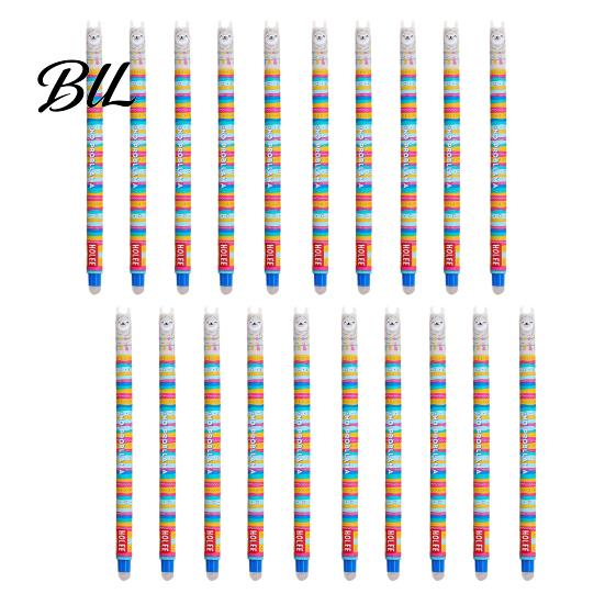 Soft Rubber Grip Pen 20Pcs Cartoon Animal Erasable Gel Pens for Kids 0.7mm Cute Cap Design Smooth Writing Stationery Easy Erase Fun School Supplies