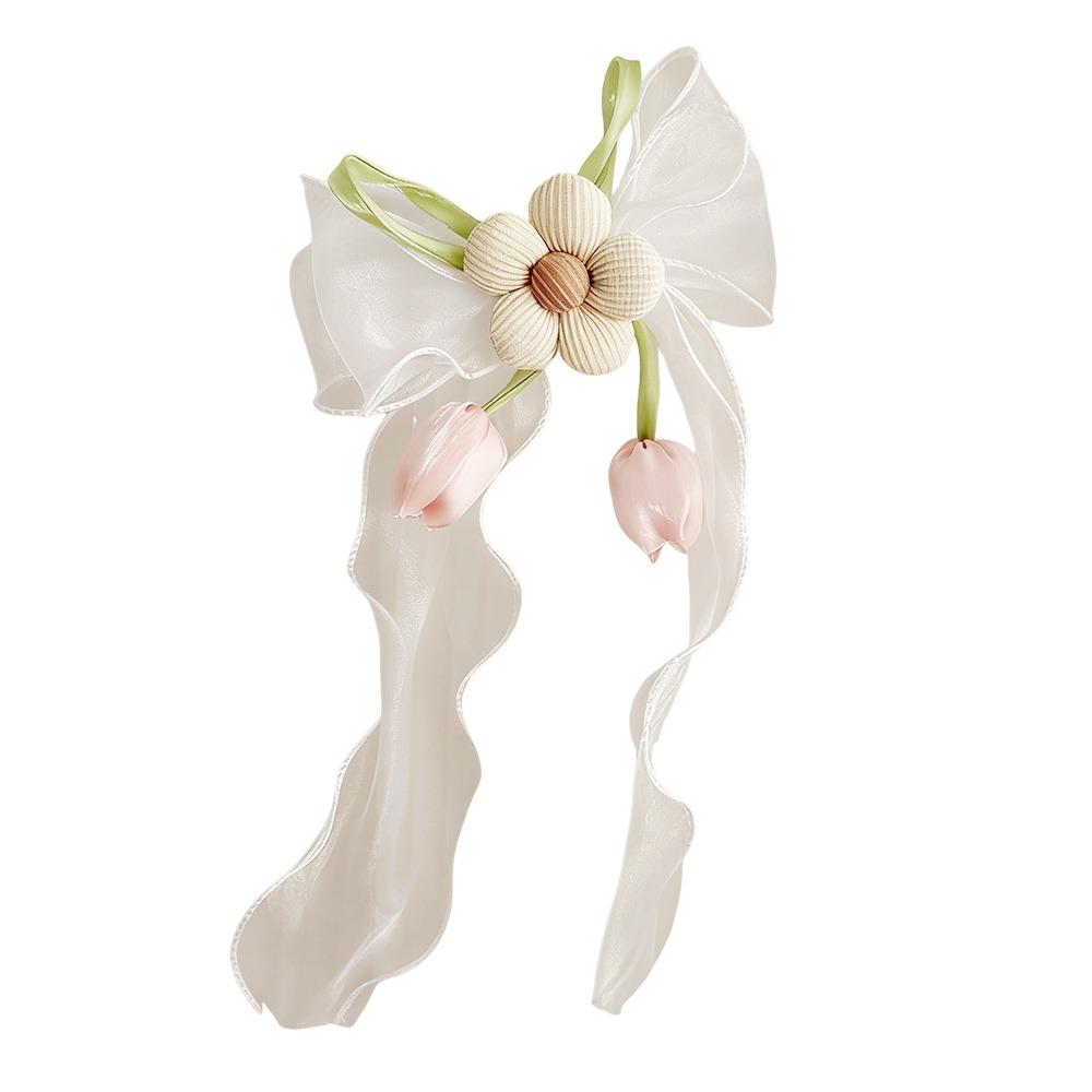 Organza Material Curtain Tieback Pink Tulip Bow Drapery Tieback Living Room Window