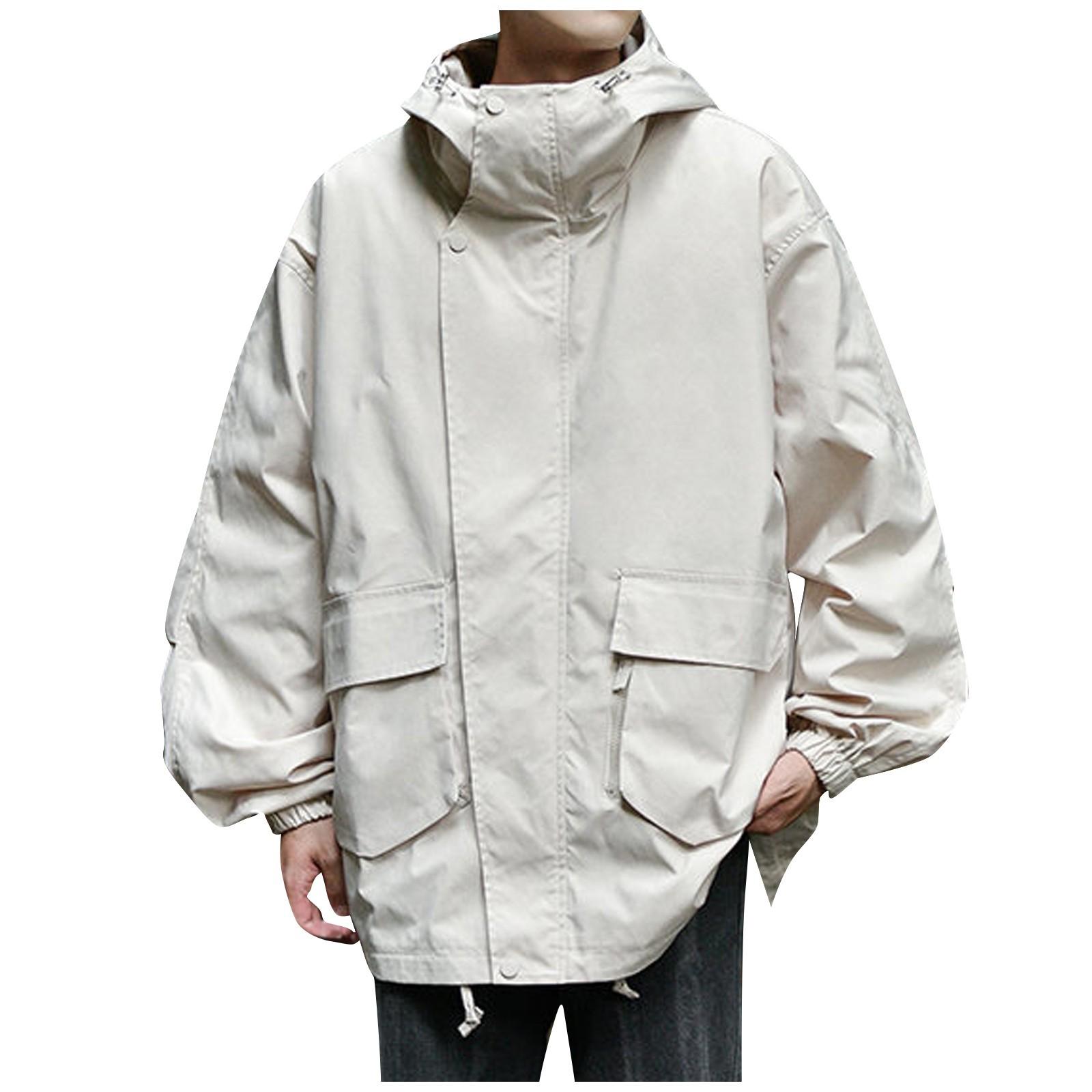 

Мужская повседневная спортивная куртка Водонепроницаемая Легкая с капюшоном Для пеших прогулок Гольфа Дождевики С карманами M