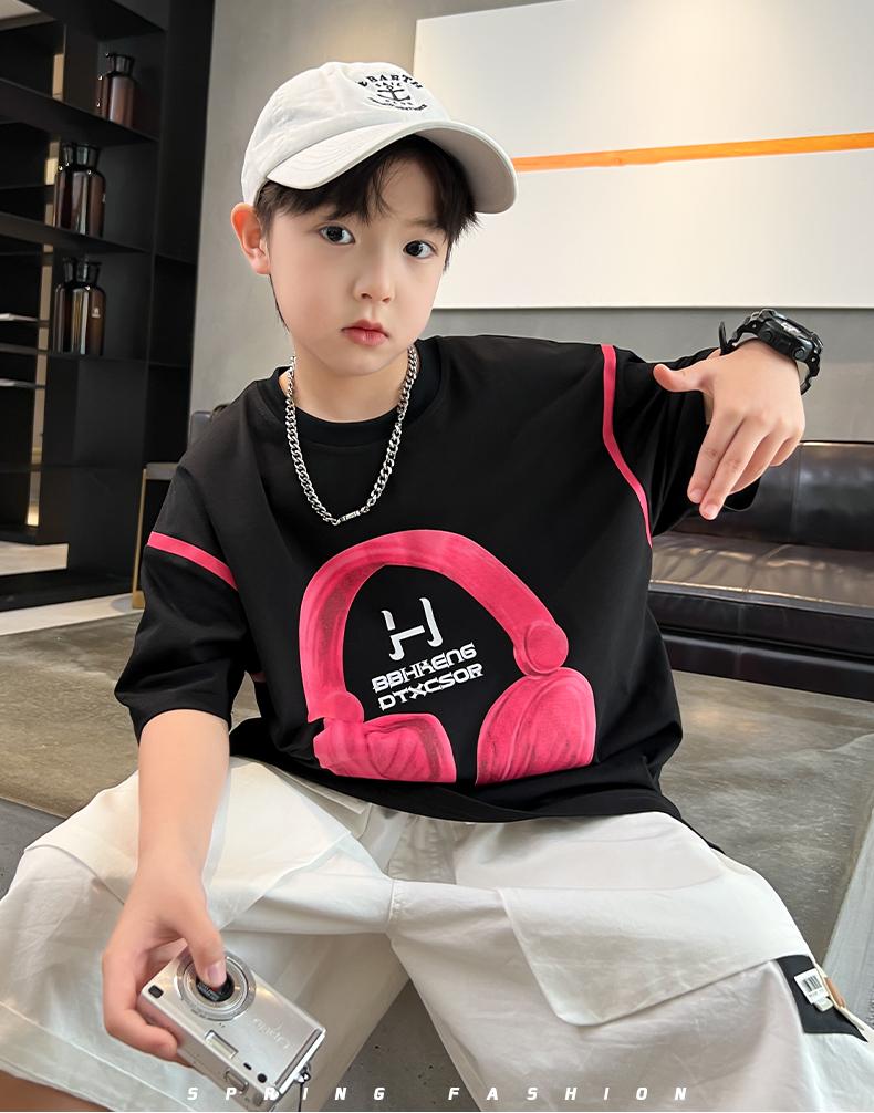 Boys' summer clothes short sleeved T-shirt 2026 new style children's clothing summer top boys' summer style trendy brand handsome t