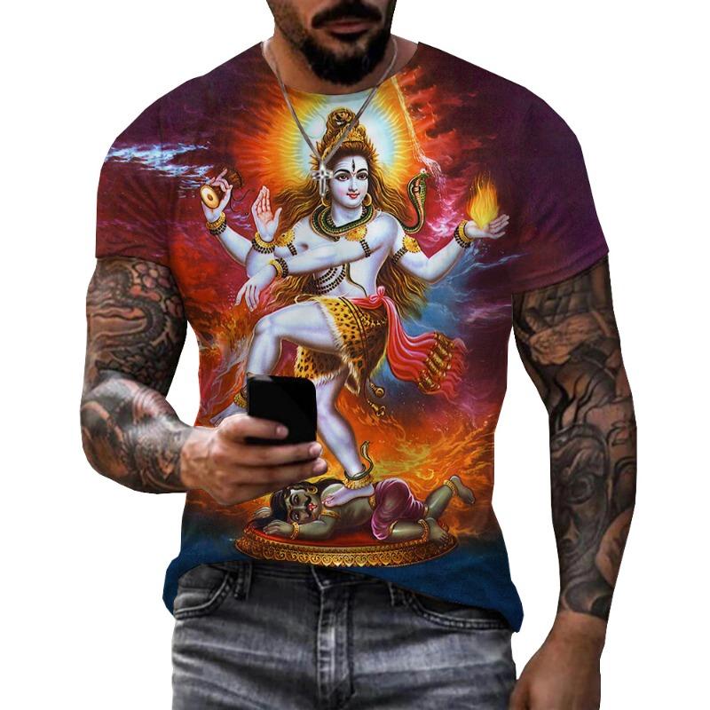 Hindu God Lord Shiva 3D Print T-Shirts Hinduism Vishnu Men Women Fashion Oversized Short Sleeve T Shirt Male