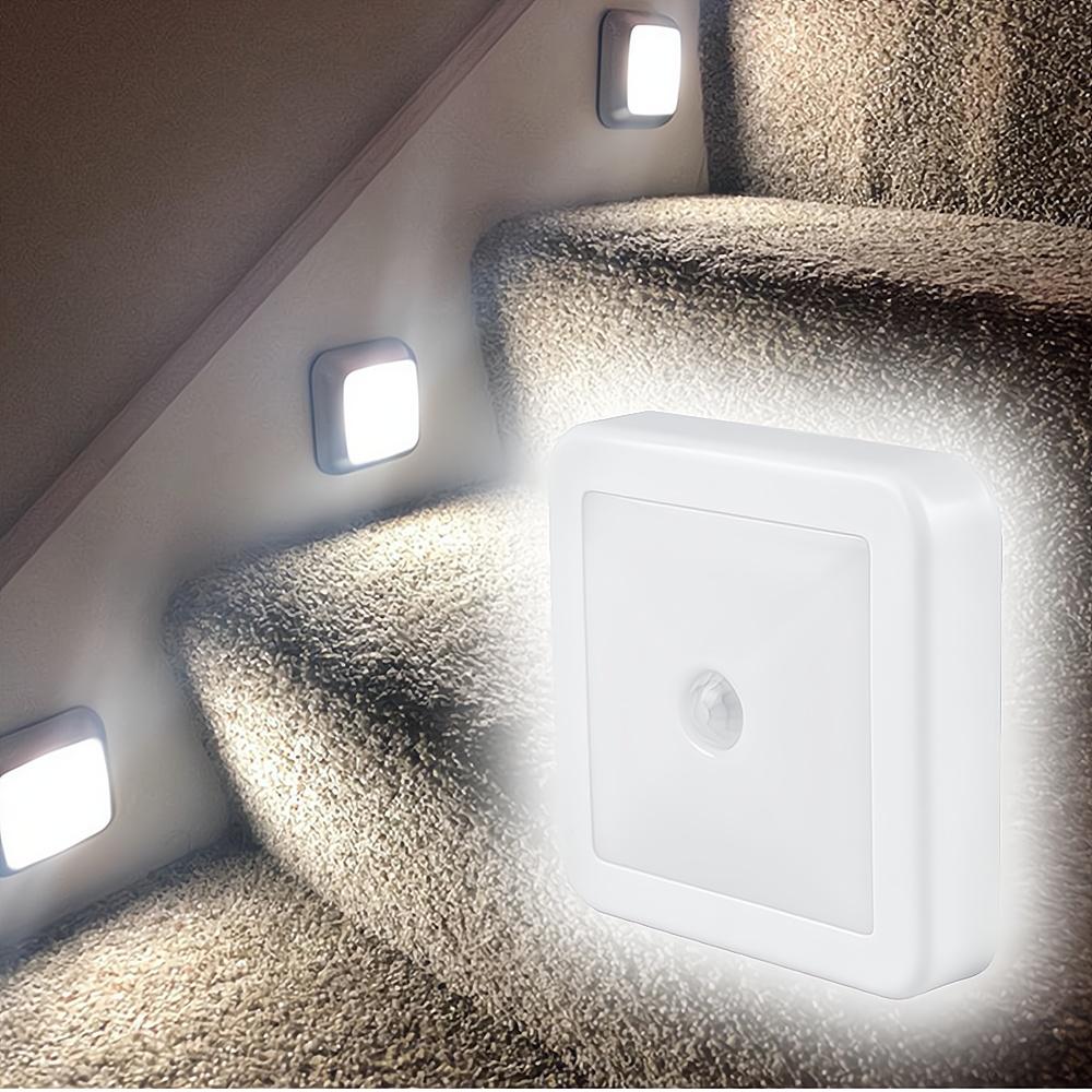 Motion Sensor LED Night Light Smart USB Charging Battery Operated WC Bedside Lamp for Room Hallway Pathway Toilet Home Lighting