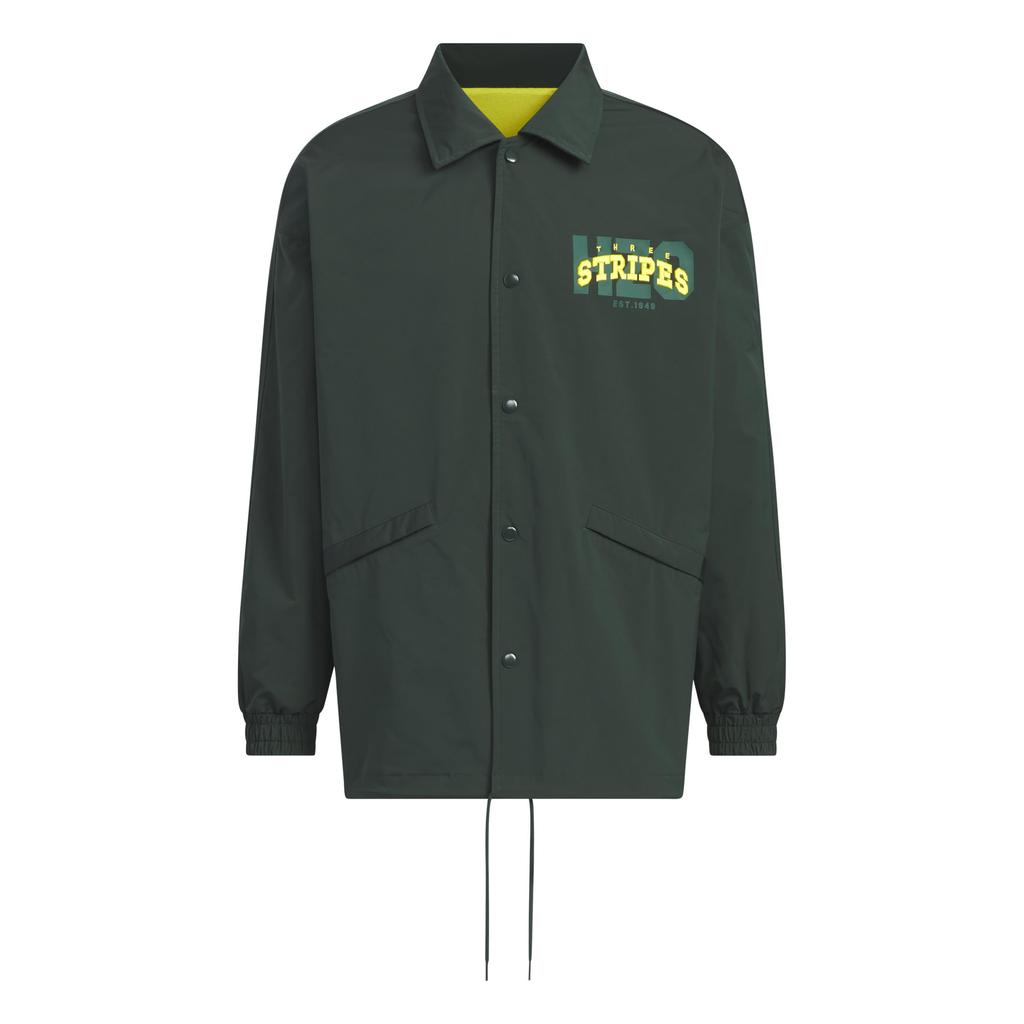 Adidas KWX87 Shadow Green Woven Coach Jacket with a Loose Fit and Brushed Tricot Lining Men's (JG8561)