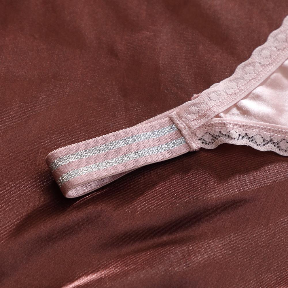 Sexy Women's Thongs Lace Trim T Back Panty Seamless For Women Ice Silk Shiny Belt G String Plus Size S-XL And Breathable Low Waist