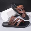 Comfortable Mens Sandals Solid Color Open Toe Mens Leather Sandal New Slippers Beach for Male  Footwear 2025