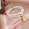 National Style Buddha Accessories Versatile White Crystal Bracelet Double Ring Stacked Bracelet Fashion National Trend Fresh and Sweet