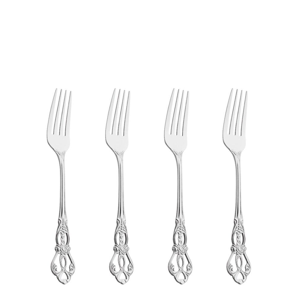 4Pcs Dinnerware Mini Colorful Vintage Coffee Spoon Flatware Royal Style Silverware Tea Fork Carved Ice Cream Gold Tableware Set