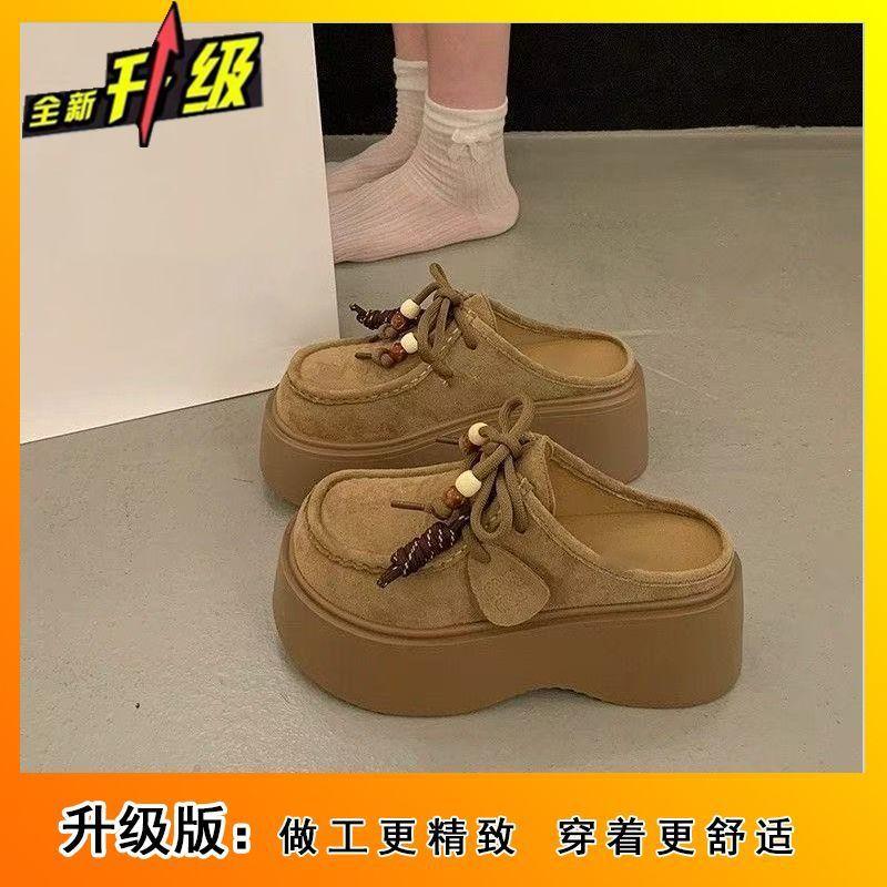 Super Fire High-end Bag Head Slippers Women's Niche Lace-up One-pedal Lazy Bag Head Slippers 2025 Spring and Summer New Models