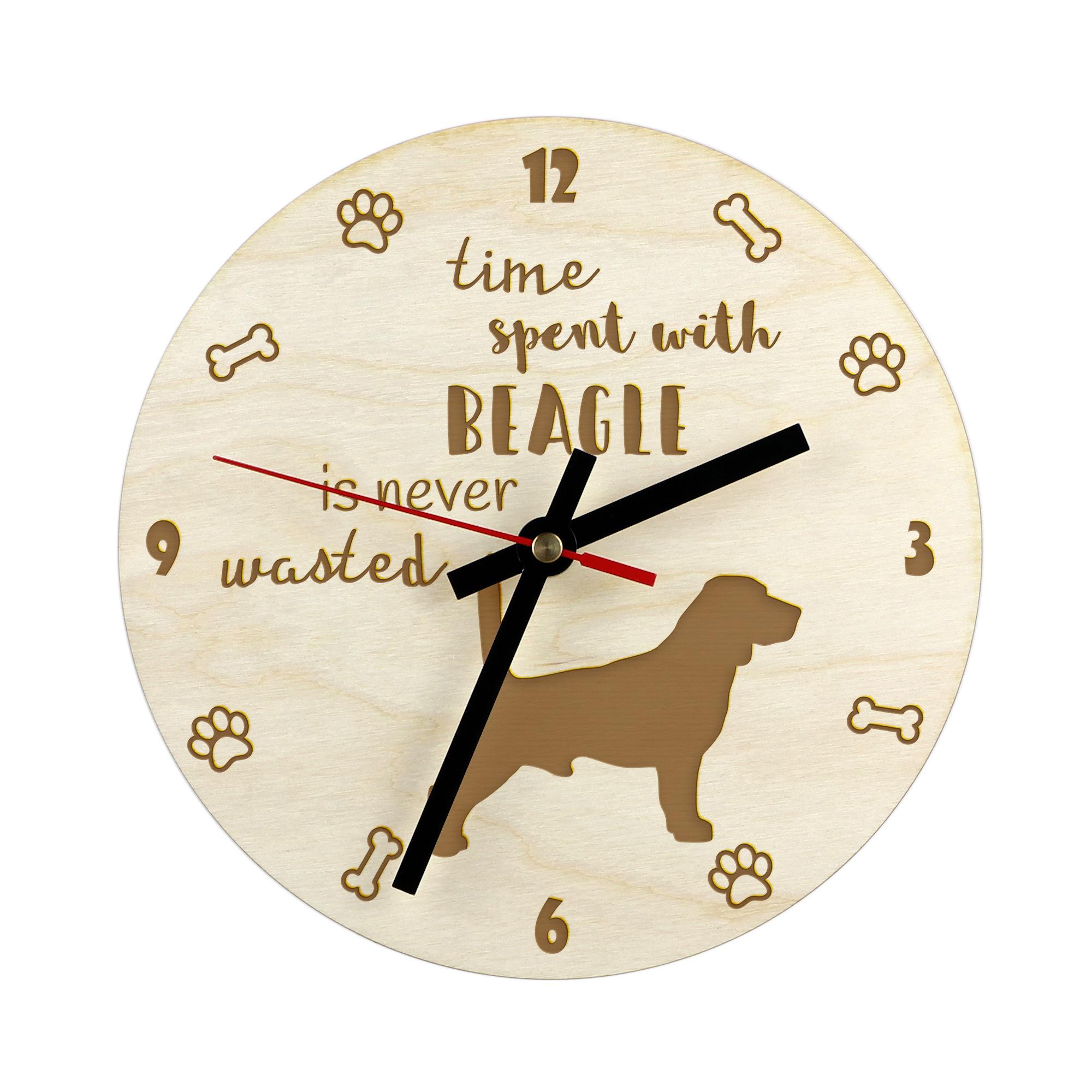 

Beagle - clock with dog, wooden clock with engraving, personalised clock by Art-Dog