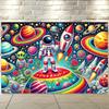 Astronauts in The Magnificent Scene of Planets Themed Banner Background Birthday Party Decoration Photography Background Cloth