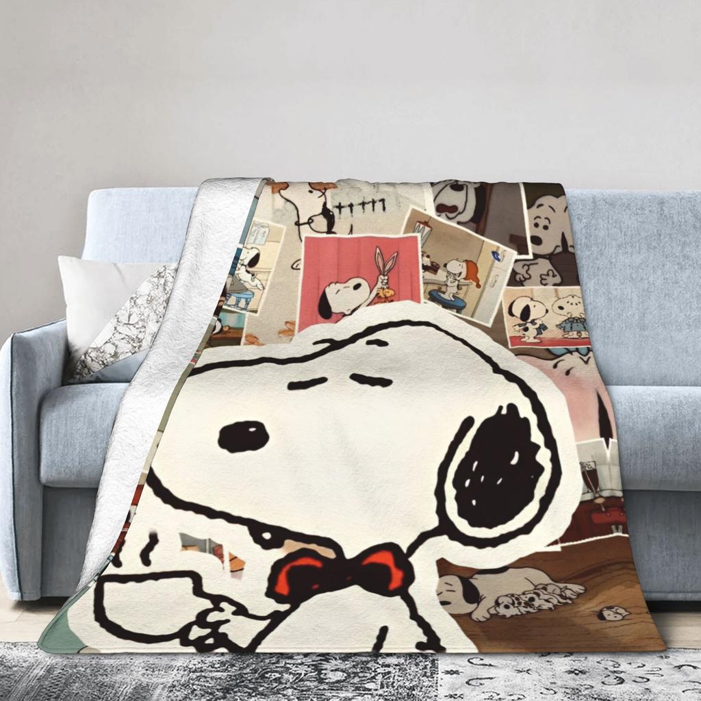 Cute Snoopys Manga Blankets Plush Throw Blankets Bedroom Sofa Portable Soft Warm Bedsprea,