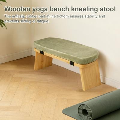 Wooden Meditation Bench Ergonomic Folding Meditation Chair with Cushion Heavy Duty Portable Seiza Prayer Yoga Kneeling Stool