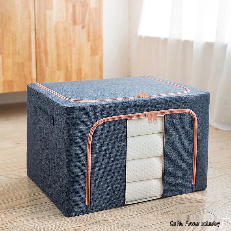 Clothes and Quilt Storage Box - Foldable Cotton & Linen Wardrobe Organizer