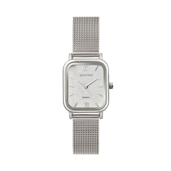 Leomteun Mother-Of-Pearl Women'S Mesh Band Watch Rumton Harbor White Silver