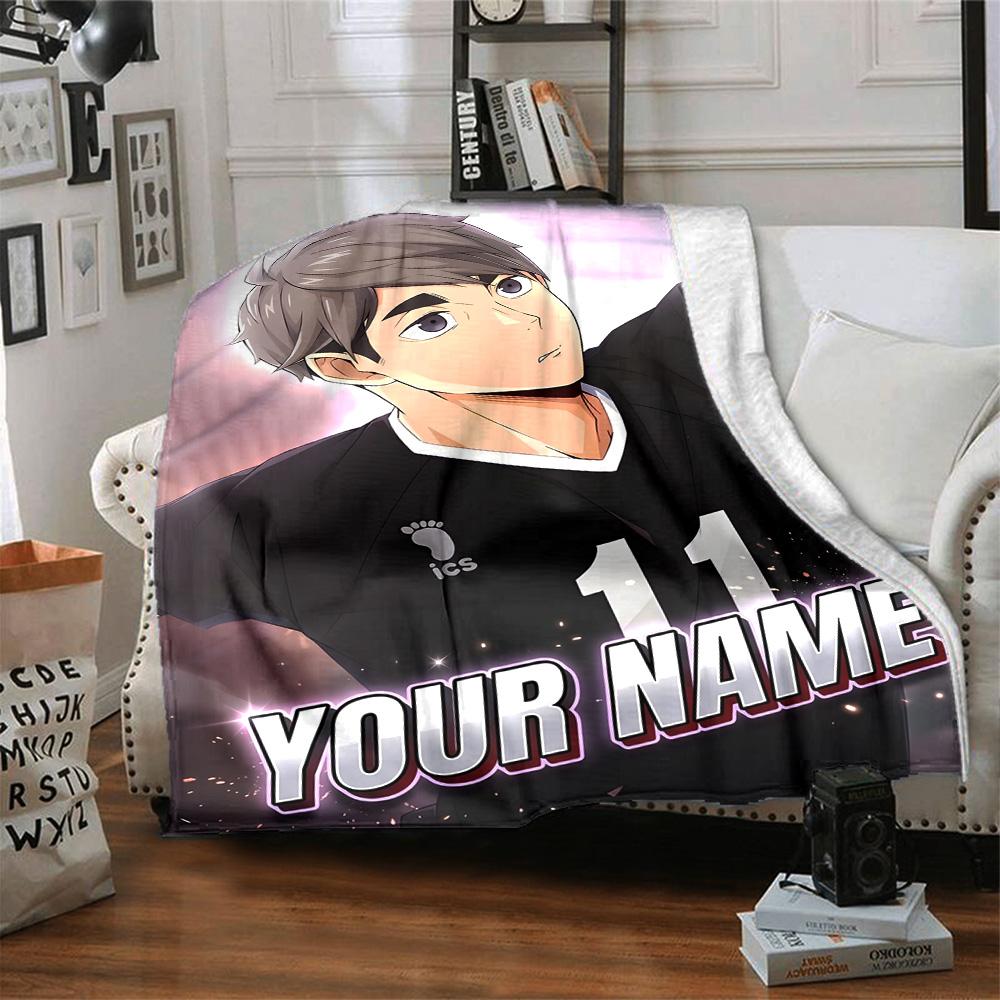 1pc Osamu Miya Blanket with Custom Name, Gift, for Men and Women, Soft Blanket, Good for Sofa Bed Couch Travel, Lightweight Flannel Blanket