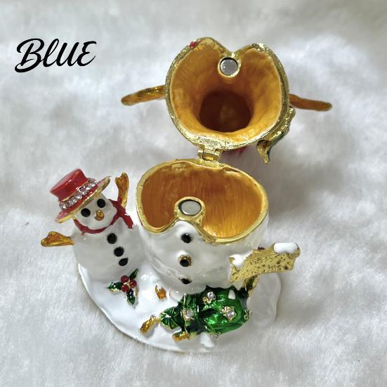 Small Jewelry Organizer for Earrings Christmas Theme Box with Magnetic Hinge Alloy Enamel Vintage Decorative Case Rhinestones Style Organizer,