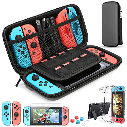 Etui na Switch Kompatybilne z Nintendo Switch, Zestaw 9 w 1 Akcesoriów z Etui do Przenoszenia, Dockowalny Etui Ochronne