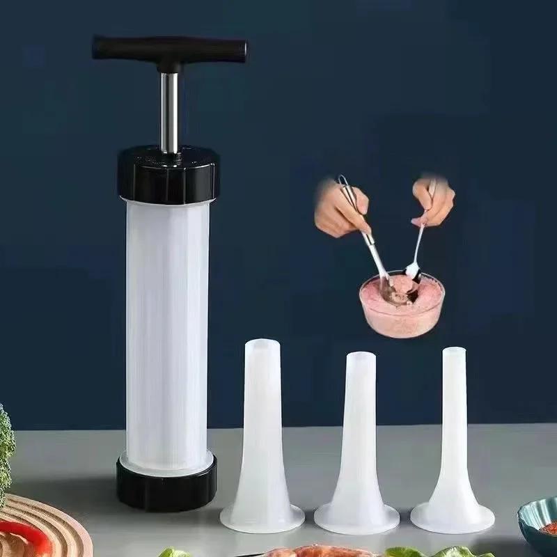 Manual Sausage Stuffer - Hand Crank Salami Maker with Metal Gears, Home Kitchen Filling Tool & Accessories (Vertical)