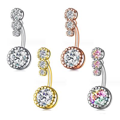 New European American Stainless Steel Zircon Belly Button Ring Jewelry