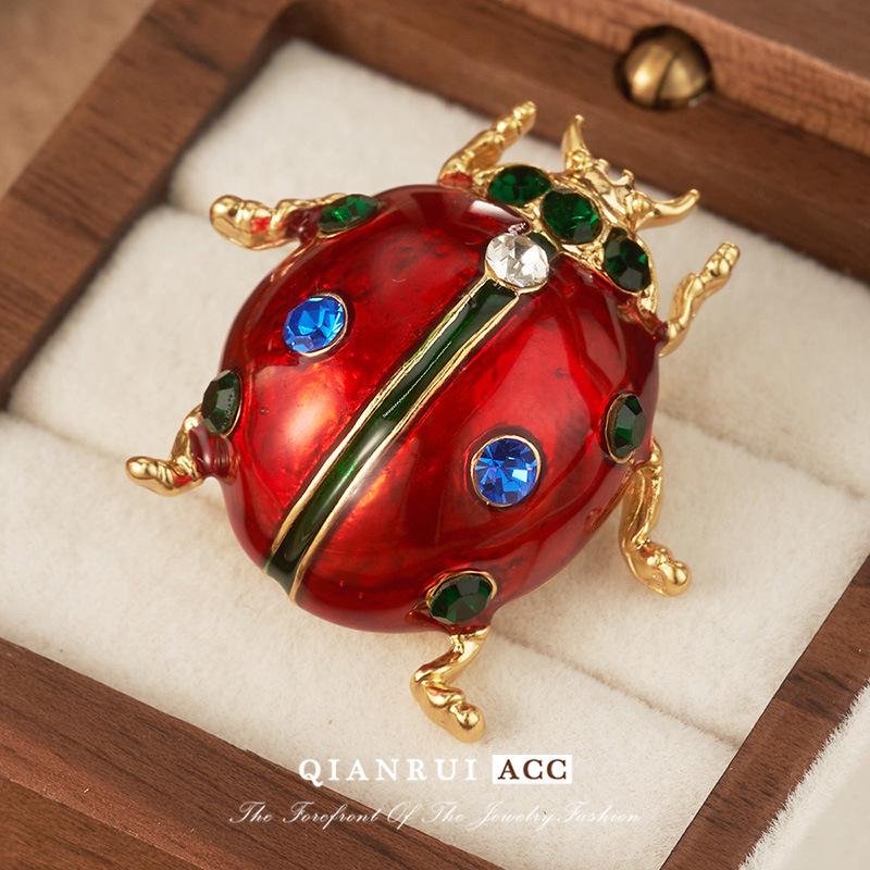Vintage Ladybug Brooch - Retro Beetle Design Luxury Jewelry Accessory for Women