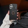 Applicable To Iphone16promax Crossbody Lychee Pattern 12pro Ring Fishtail Lanyard Card Function Protective Case