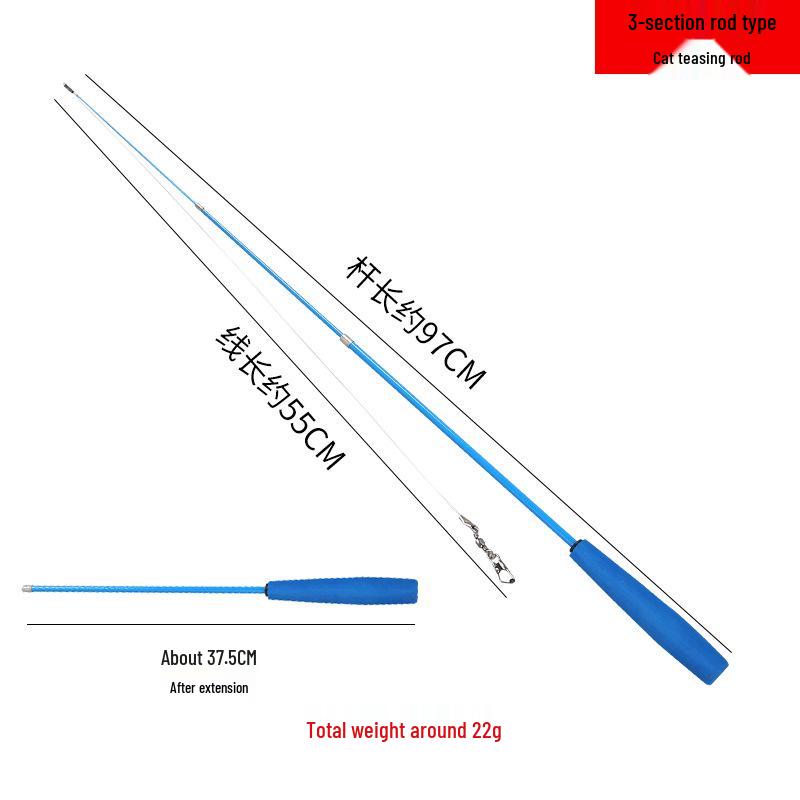 Three-section Telescopic Cat Teaser Stick with DIY Extension