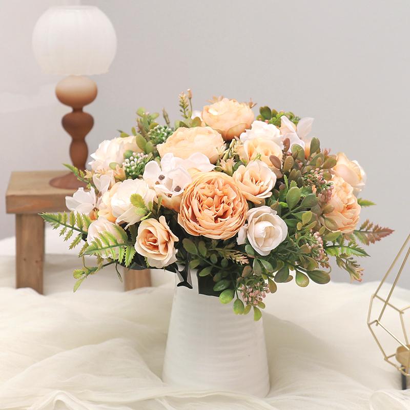 Artificial Flowers Wedding Christmas Craft Wreath Home Decor Accessories Bride Holding Flowers Scrapbooking Silk Hydrangea Peony