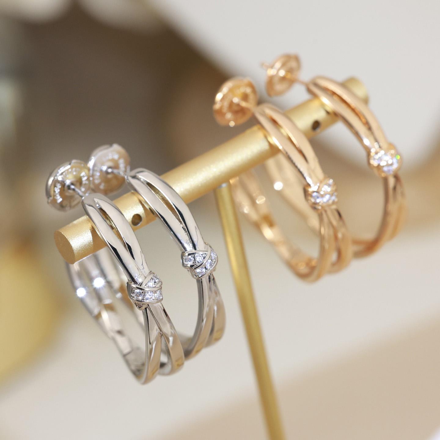 

Zircon Knot Earrings Stud Earrings High-quality Jewelry Gifts for Daily Wear Non-Allergy, Women and Girls Gift Options серебряный