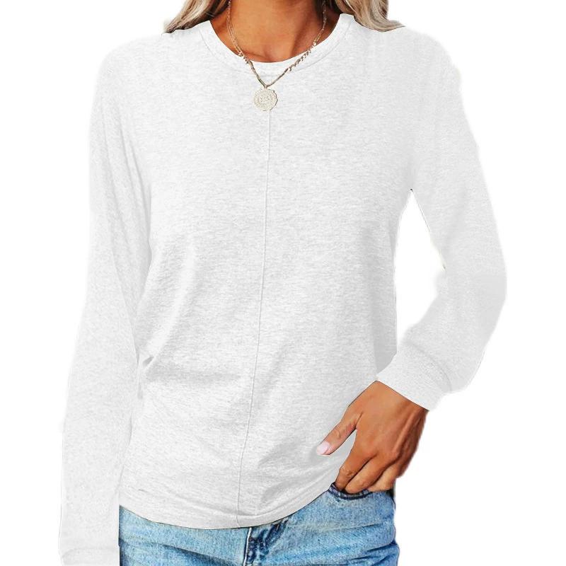Women's Autumn and Winter Long Sleeved Round Neck T-shirt Hoodie Base Shirt