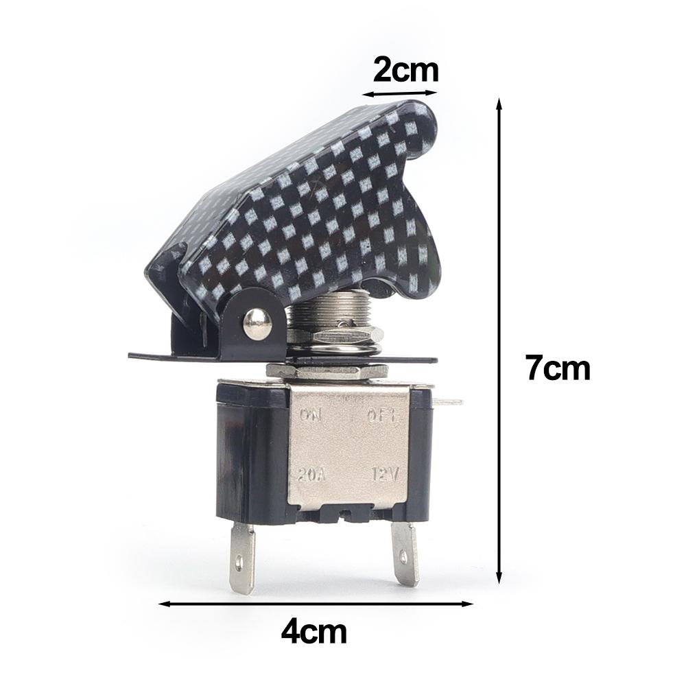 ASW-07D LED Car Modification Switch 12V 20A Auto Rocker Arm Toggle Switch with Prevent Accidental Collision Protective Cover