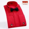 British Style Bow Tie Ceremonial Wedding Evening Dress Shirt with French Cuffs - Autumn Business Wear Top