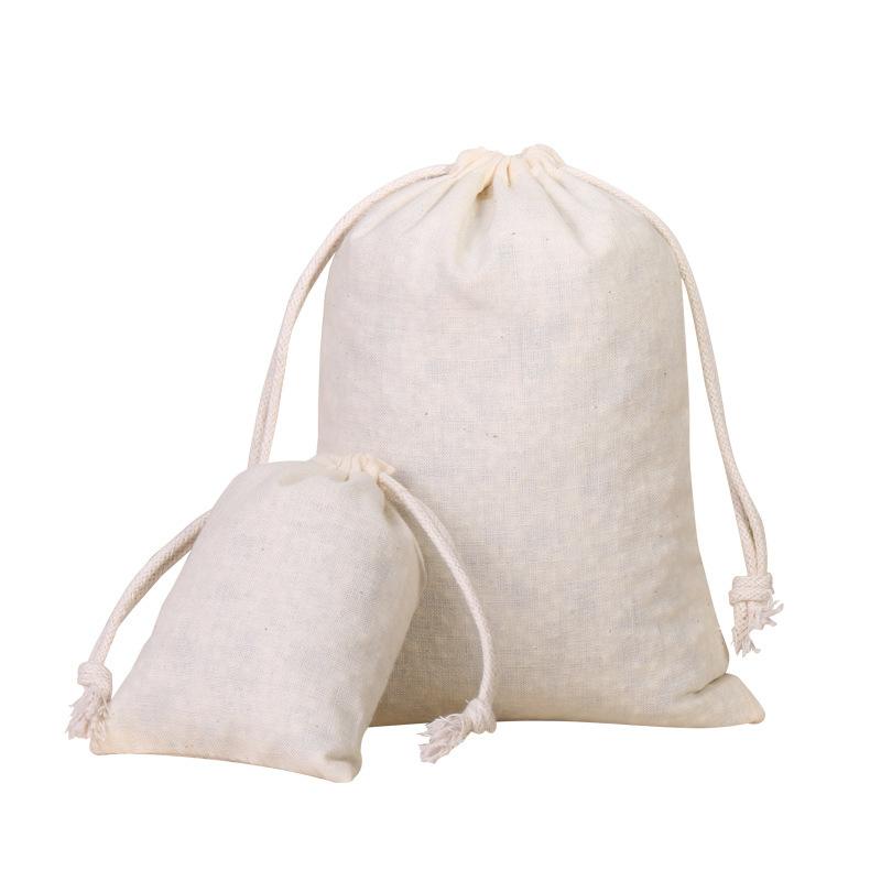 5pz Sacchetti portaoggetti in cotone con coulisse Regalo di Natale Matrimonio DIY Sacchetto semplice Riutilizzabile Organizzazione casa Sacchetto antipolvere 8x10 10x12 10x15 20X25