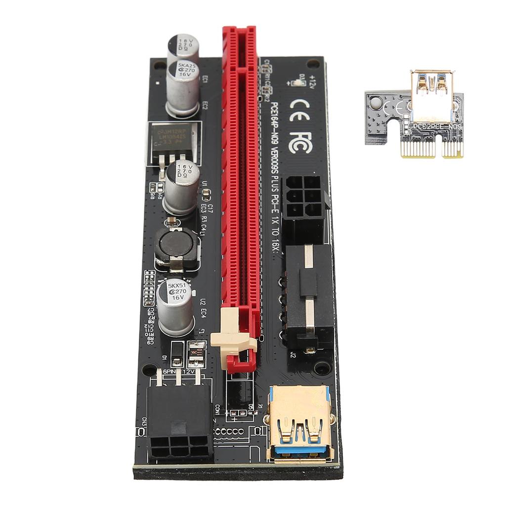 PCIE 1X to 16X Riser Card 4 Solid Capacitors 6 PIN Interface USB Cable Fixed Buckle Design PCIE GPU Riser Express