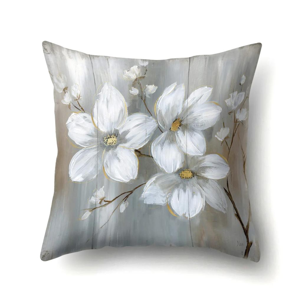 Home Decoration Living Room Sofa Pillowcase Garden  Oil Painting  Cushion Cover Polyester Pillow 45x45cm