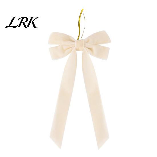 Reusable Christmas Party Supplies Velvet Ribbon Bow Xmas Pendant, Tree Flannel Ornament, Indoor Wedding Banquet Decor Decorative Retro Style