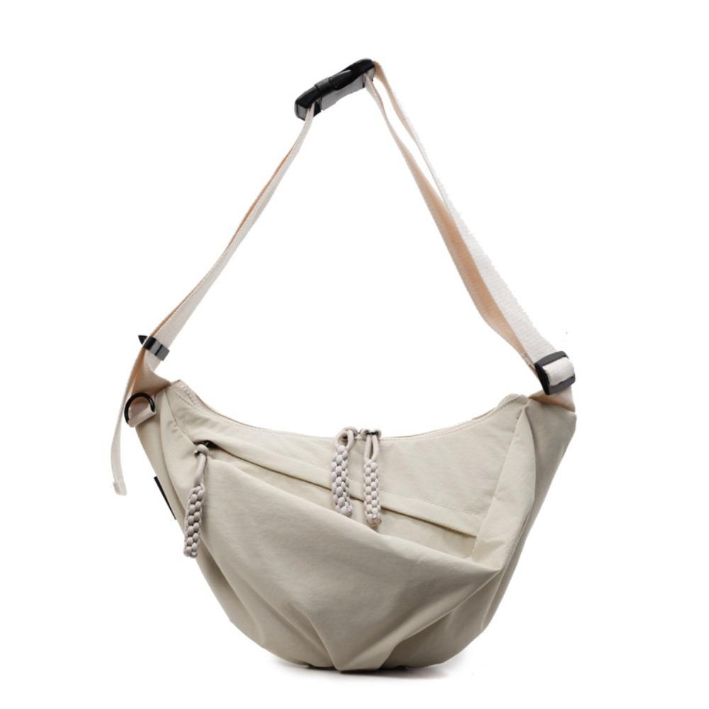

New Fashion Large Capacity Shoulder Bag Lightweight Solid Color Crossbody Bag Zipper Closure Nylon Pleated Dumpling Bag Women small белый