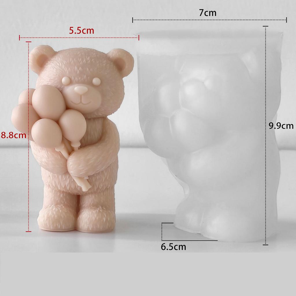 Scented Candle Silicone Mold Resin Cartoon Bear Mold Balloon Bear Candle Mold Plaster For Home Decor Gifting Diy Crafts
