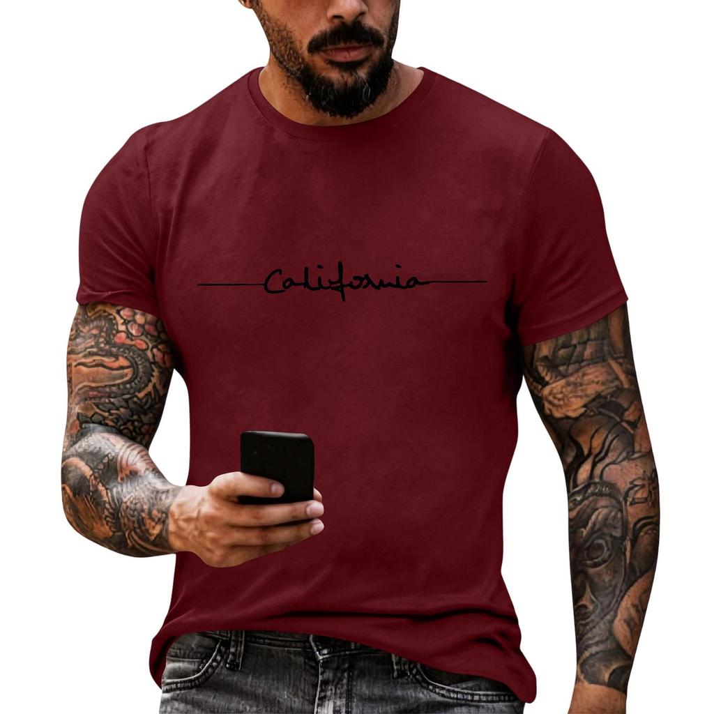 Men's Printed Graphic T-Shirt, Casual Loose Fit Short Sleeve Tee Top