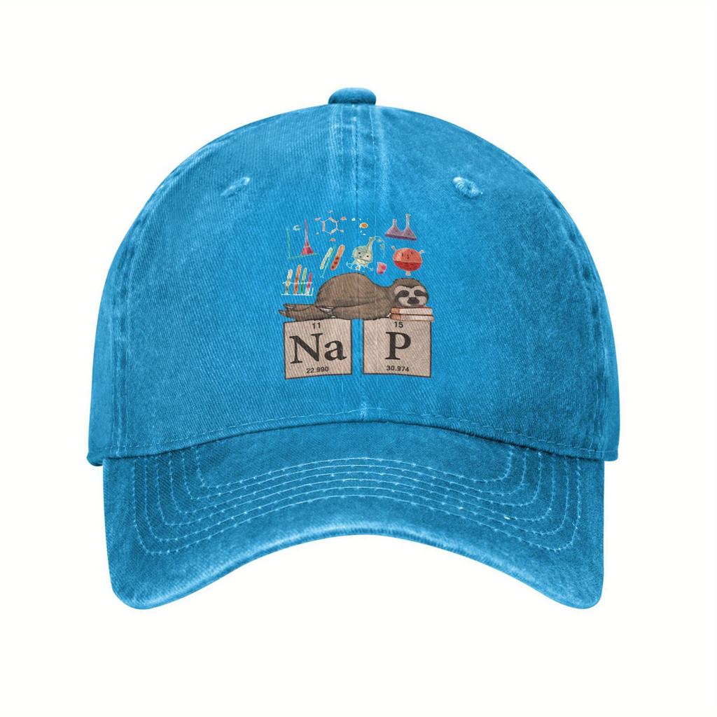 Nap Periodic Table Sloth Baseball Cap Funny Science Chemistry Themed Hat Casual Outdoor Adjustable Headwear