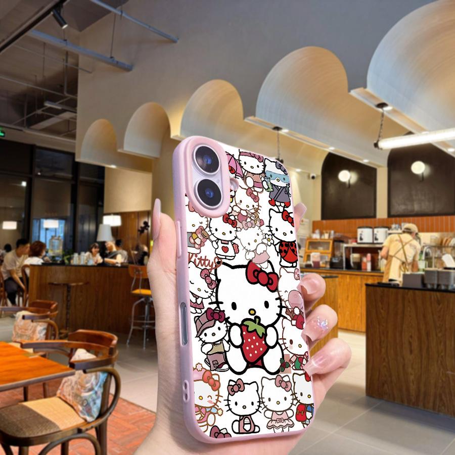 Sanrio Cartoon Leather Texture Case for Apple 14/16, Large Hole Design