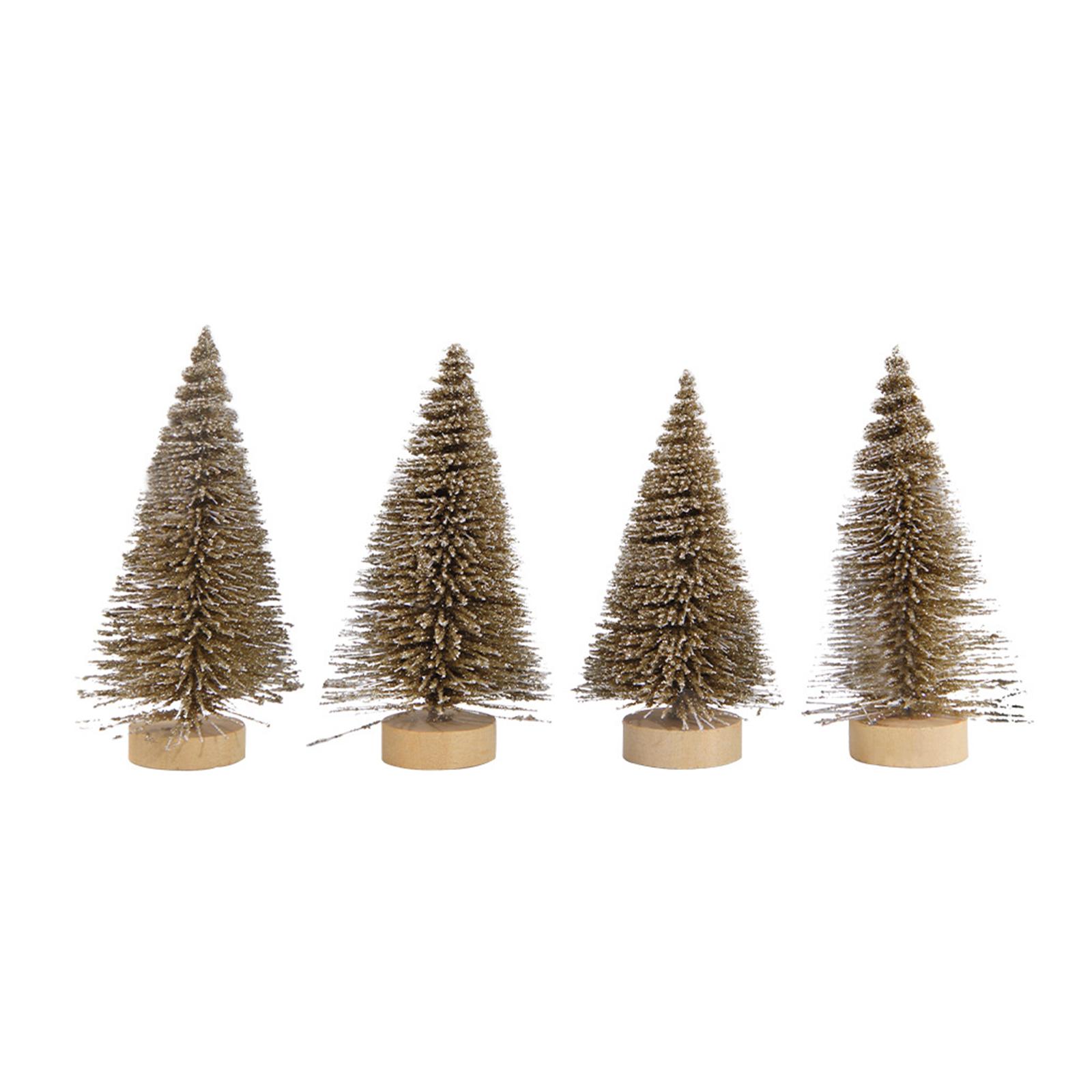 Tiny Christmas Trees for Home Decor New Year Holiday Sign (Set of 4) Lovely Miniature Christmas Trees Holiday Sign