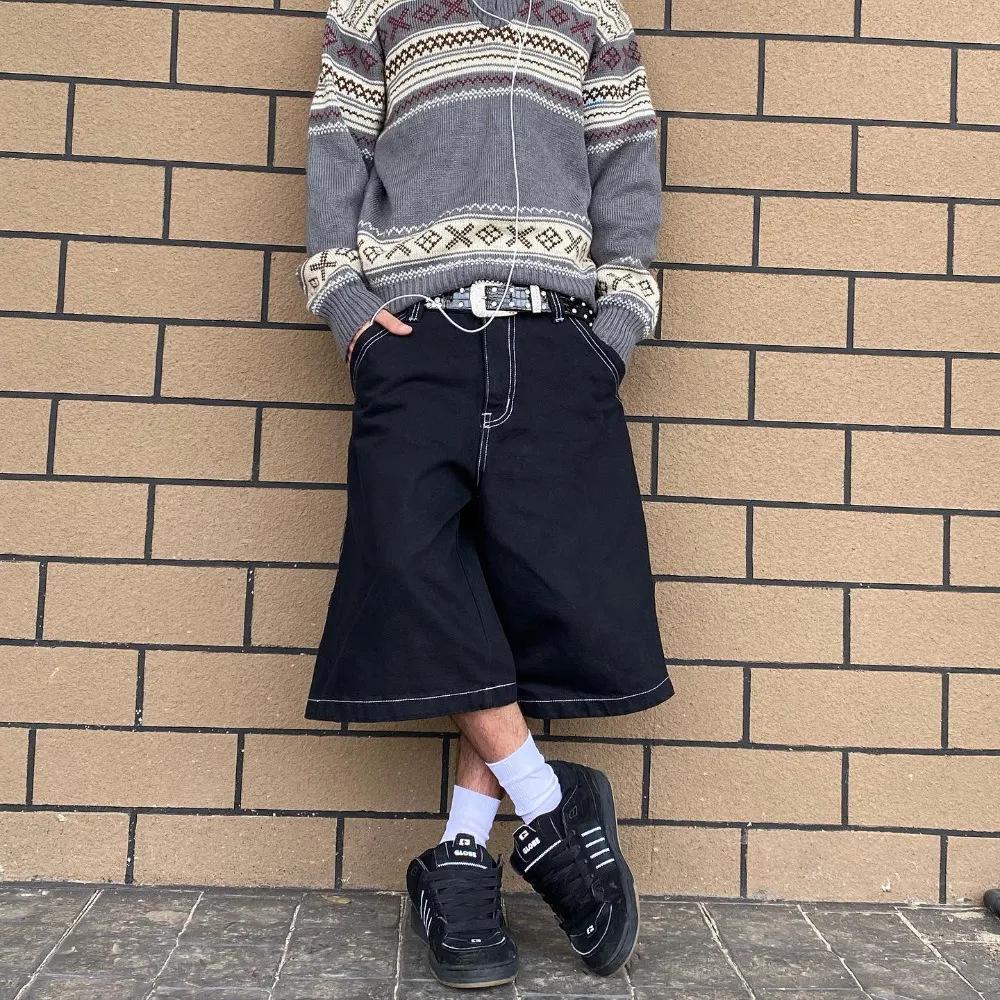 European High Street JNCO Pattern Embroidered Hip-Hop Loose Wide Leg Jeans