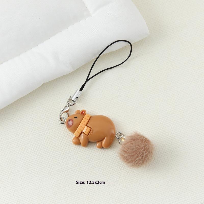 Cute Capybara Mobile Phone Case Strap Key Chains Bag Pendant Decoration Diy Phone Short Lanyard Handmade Jewelry Gift