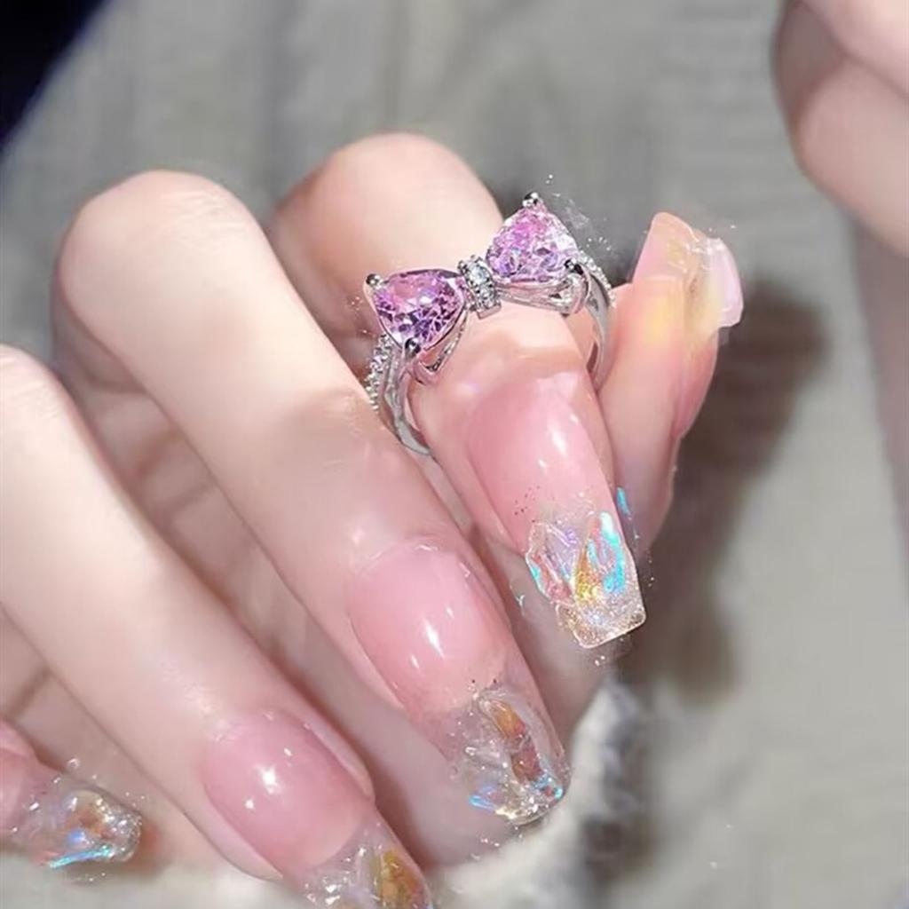 Bowknot Open Ring Aesthetic Vintage Jewelry Zircon Finger Rings For Women Girls