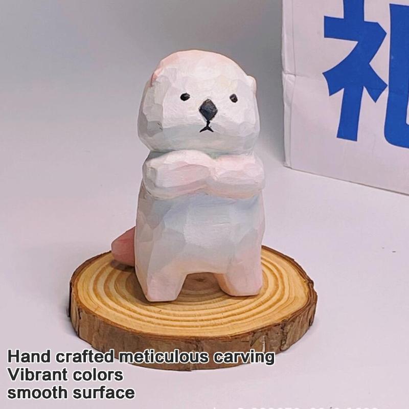 Handmade Animal Wood Carving Figurine Sculpture Home Office Desk Decoration Craft for Office and Living Room