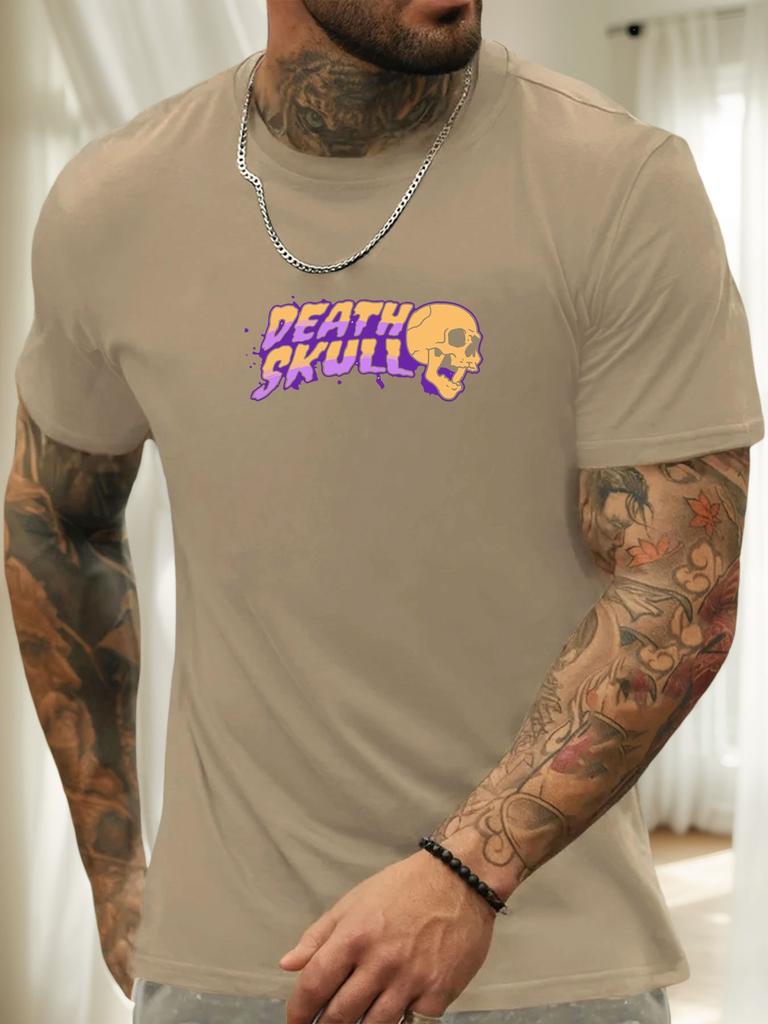 Short Sleeve TShirt Skull Mens 100 Cotton Pattern Printed Shirt Summer Round Neck Breathable Casual Fashion Cool Tee