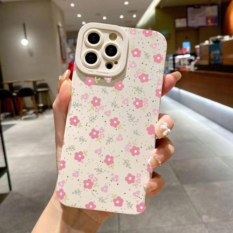 

Dainty Pink Cherry Blossom Floral Art Phone Case for iPhone 17 16 15 14 13 12 11 Series Pro Max Plus Double Layer Protection iphone 14