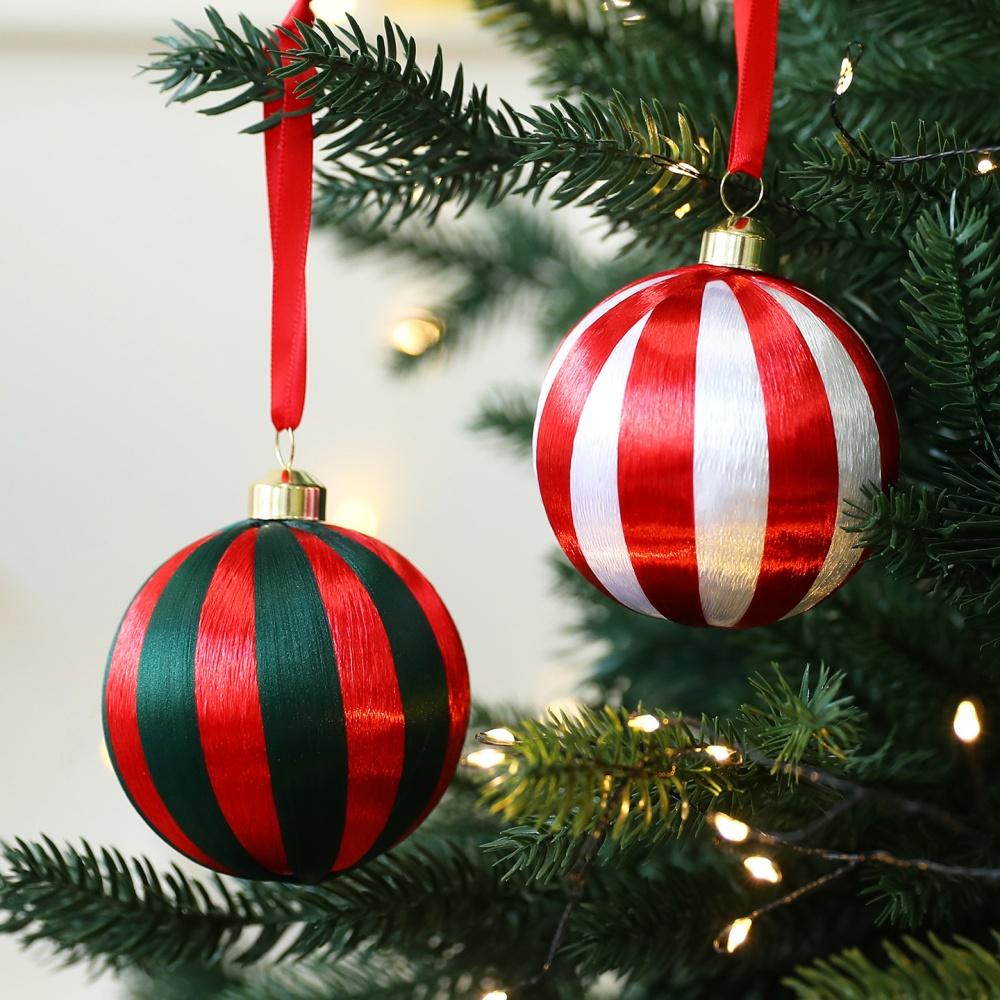 Weihnachtsbaum Anhänger Verschiedene Farben Weihnachtsbaumkugel Ornamente Weihnachten Dekoration Kugeln Charmante Rot-Weiß Gestreifte Kugeln
